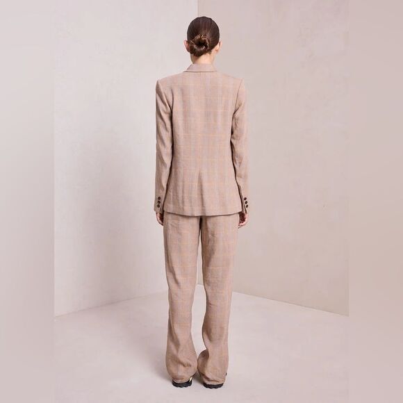 NWT A.L.C Donovan Plaid Linen Blend Single-Breasted Jacket in Tawny Plaid size 6 - Picture 8 of 16